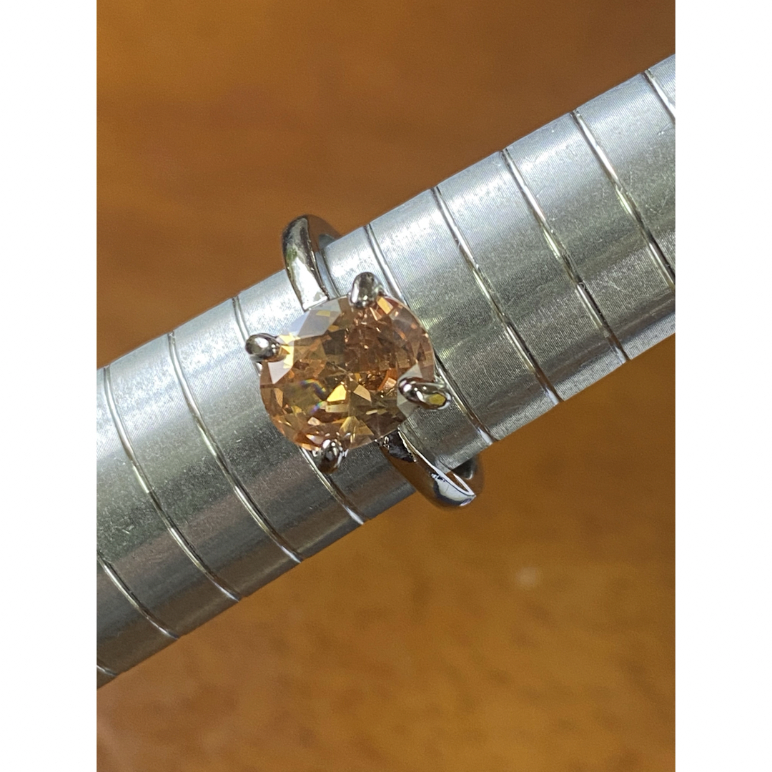 薄オレンジBIGクリスタルステンレスリング15 号 レディースのアクセサリー(リング(指輪))の商品写真