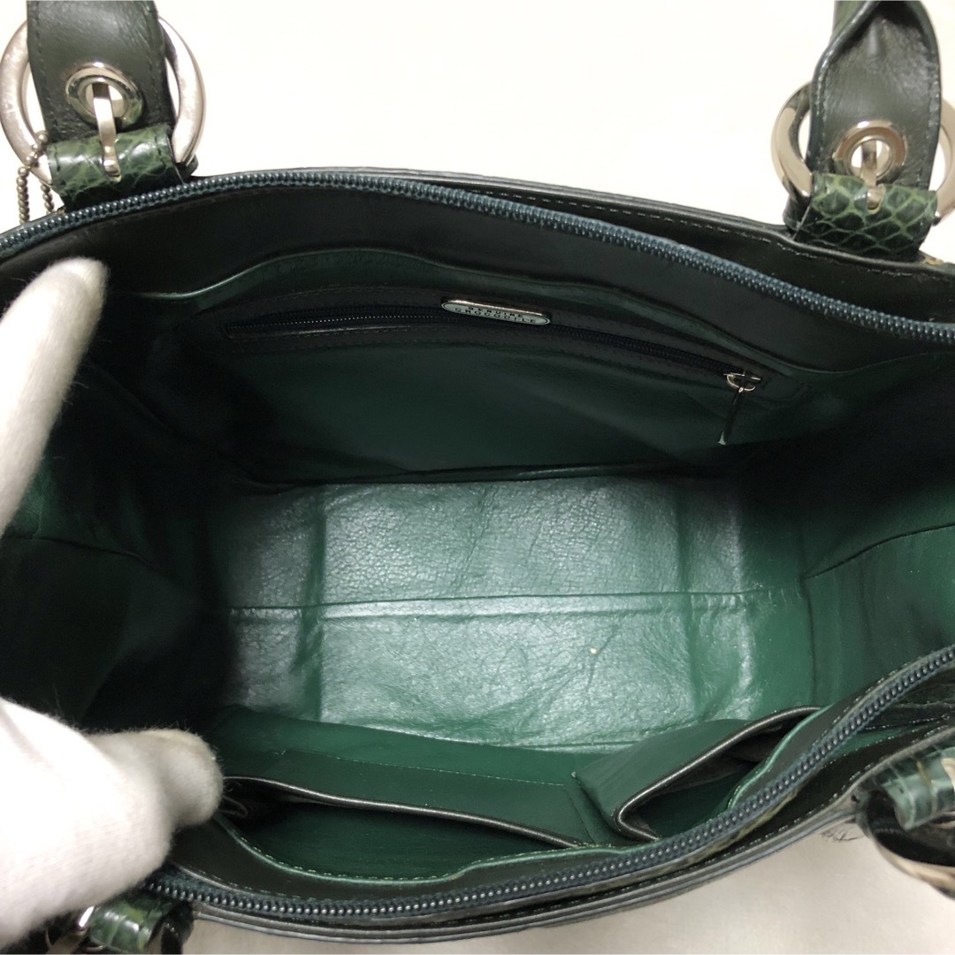 ワニ革　クロコダイル　トートバック　ハンドバッグ　グリーン レディースのバッグ(トートバッグ)の商品写真