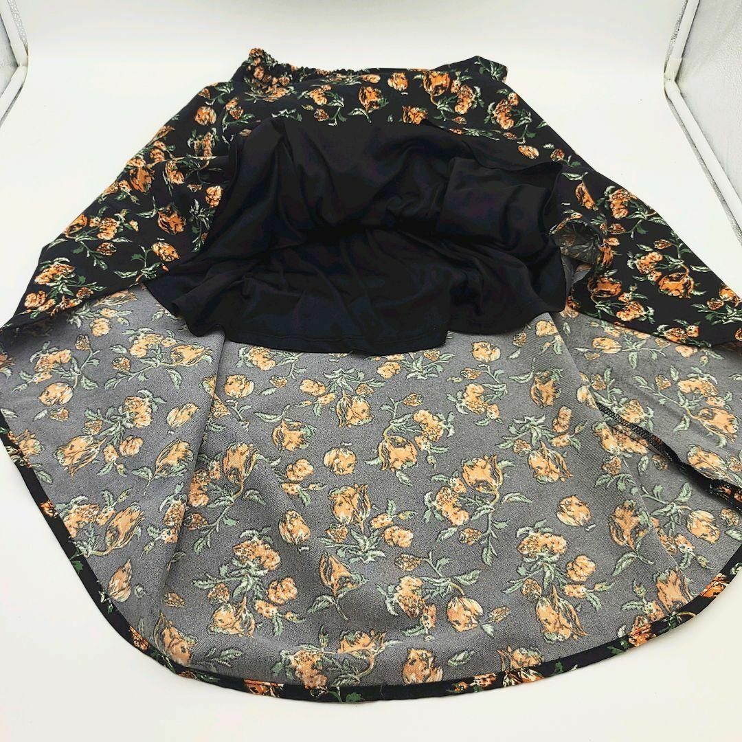 AZUL by moussy(アズールバイマウジー)のアズールバイマウジー　プリーツフレアスカート　ロングスカート　花柄　黒 レディースのスカート(ロングスカート)の商品写真