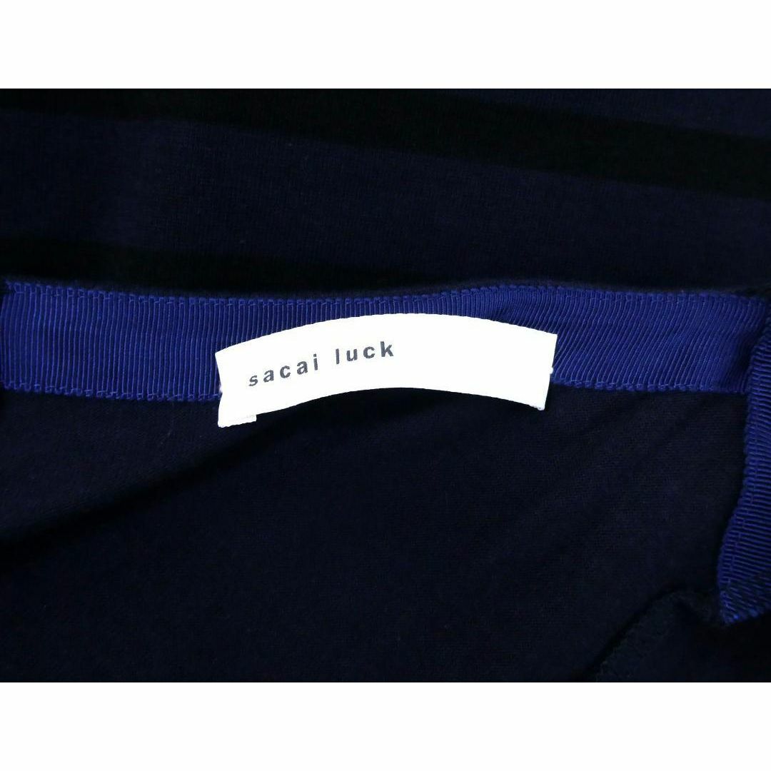 sacai luck(サカイラック)の美品 sacai luck ボーダー柄 バックリボン 半袖 膝丈 ワンピース レディースのワンピース(ひざ丈ワンピース)の商品写真