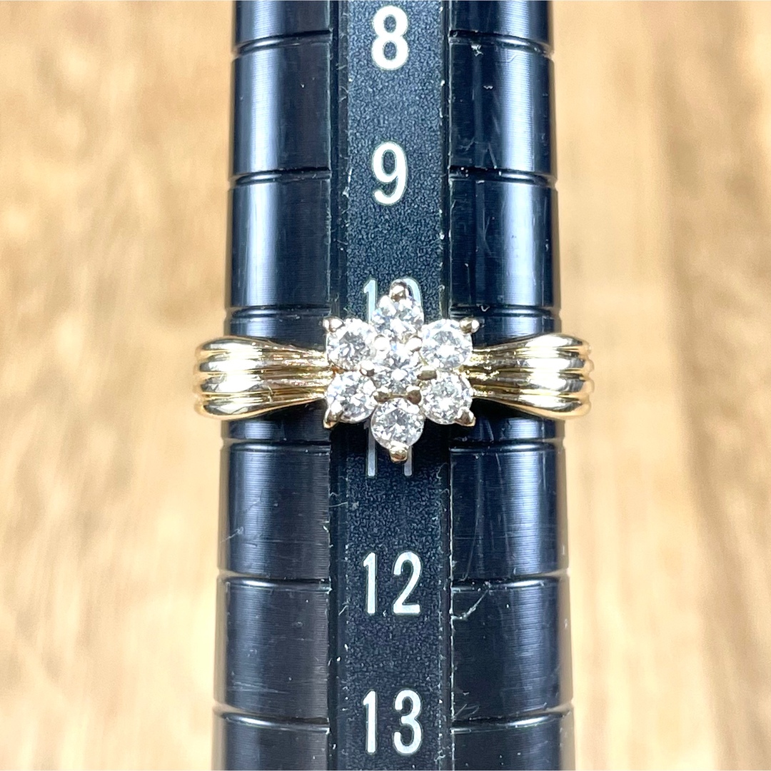 K18 フラワー 花 ダイヤ 0.30ct リング 2.38g M1820 レディースのアクセサリー(リング(指輪))の商品写真