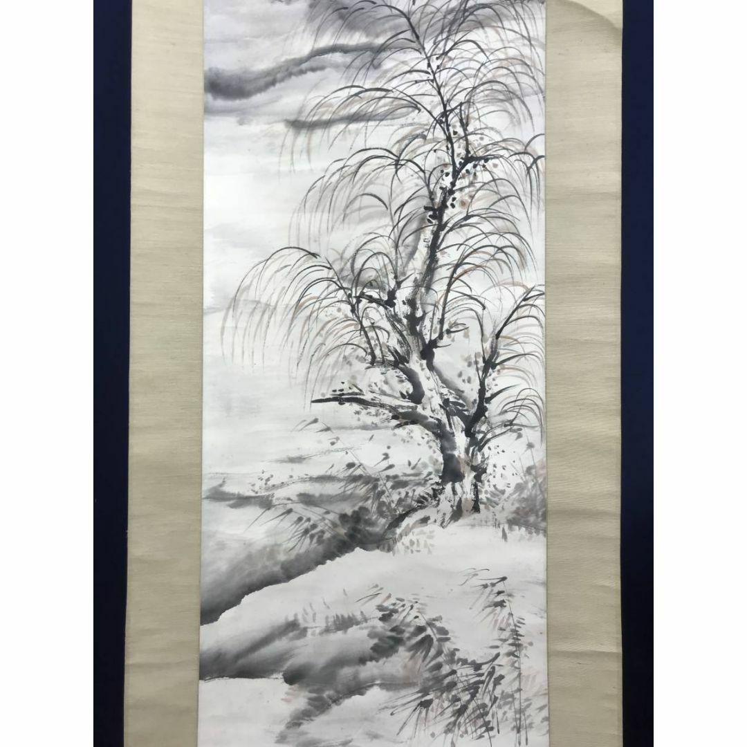 作者不詳/雪中山水飛鳥図/山水図/掛軸☆宝船☆AD-425 作者不詳/雪中山水飛鳥図/山水図/掛軸☆宝船☆AD-425