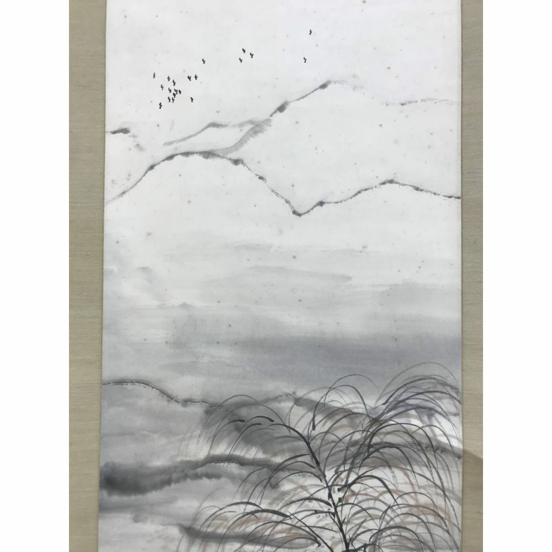 海外ブランドアウトレット通 作者不詳/雪中山水飛鳥図/山水図/掛軸☆宝船☆AD-425 絵画