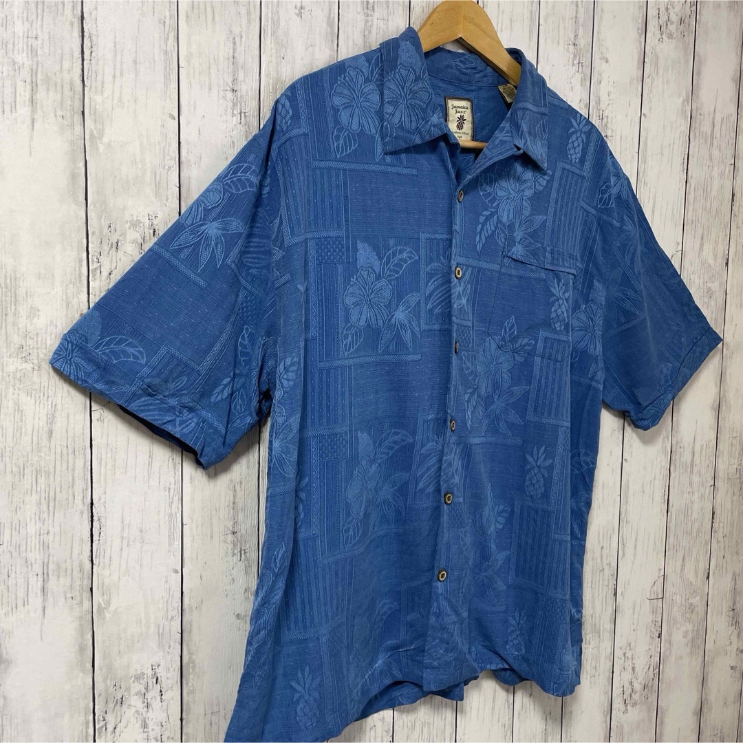 ジャマイカジャックス アロハシャツ シルク 開襟オープンカラー ウッドボタン古着 メンズのトップス(シャツ)の商品写真