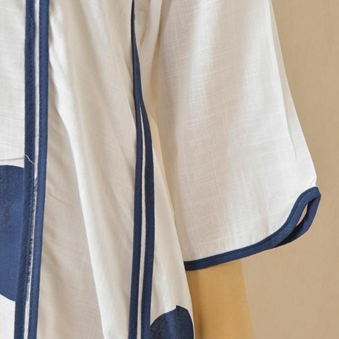 M~L ドット柄 チュニック シャツ ブラウス レディース 5分袖 綿/ホワイト レディースのトップス(チュニック)の商品写真