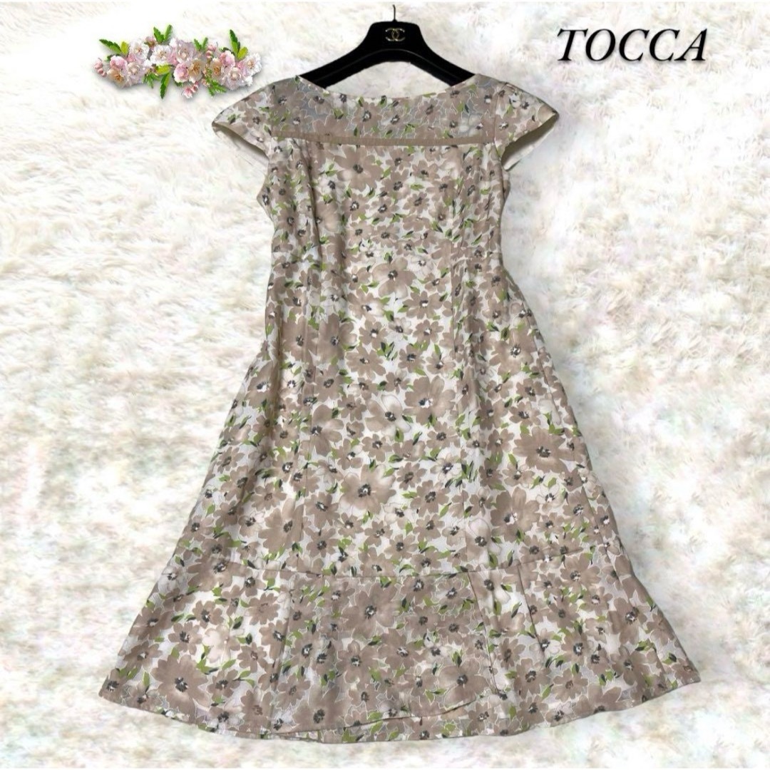 TOCCA(トッカ)の【洗える！】TOCCA トッカ 花柄 ワンピース　フレア　膝丈 麻 2 レディースのワンピース(ひざ丈ワンピース)の商品写真