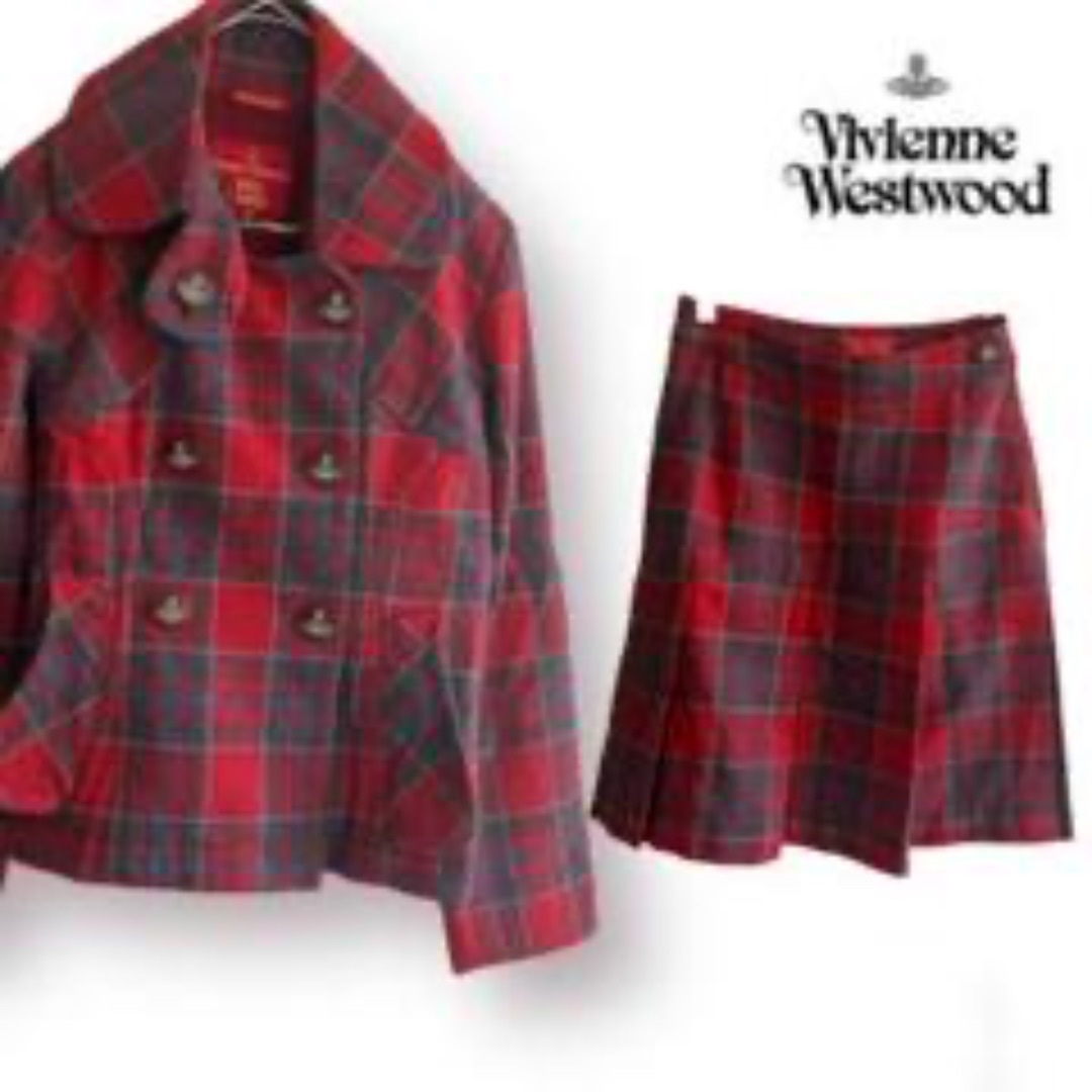 Vivienne Westwood(ヴィヴィアンウエストウッド)の【美品】ヴィヴィアン 変形セットアップ ジャケット スカートタータン チェック レディースのレディース その他(セット/コーデ)の商品写真