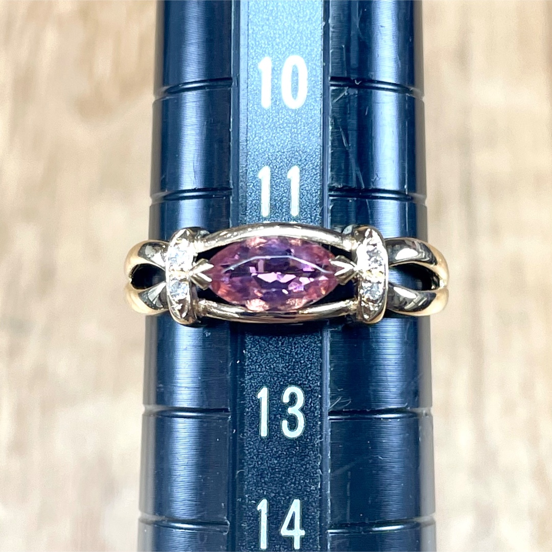 可愛い！K18 ピンクトルマリン ダイヤ リング 2.20g M1821 レディースのアクセサリー(リング(指輪))の商品写真