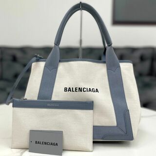 バレンシアガ(Balenciaga)の美品☆　バレンシアガ　ネイビーカバスS　グレー　ハンドバッグ　2019年(ハンドバッグ)