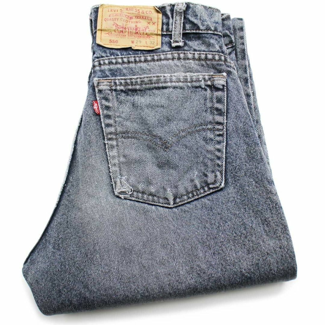 Levi's(リーバイス)の90s USA製 Levi'sリーバイス 550 リペア ケミカルウォッシュ カラーデニムパンツ 紺 w29 L32★SDP2532 アシッド ビンテージ ジーンズ ボロ メンズのパンツ(デニム/ジーンズ)の商品写真