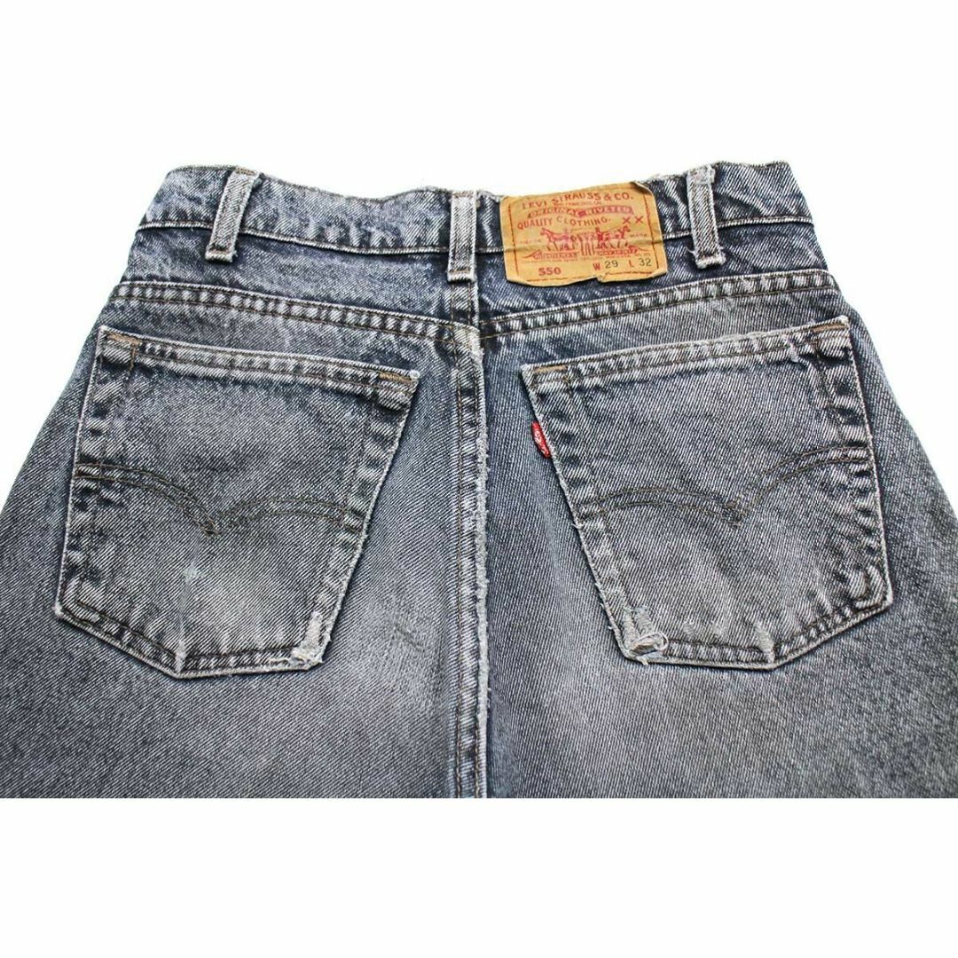 Levi's(リーバイス)の90s USA製 Levi'sリーバイス 550 リペア ケミカルウォッシュ カラーデニムパンツ 紺 w29 L32★SDP2532 アシッド ビンテージ ジーンズ ボロ メンズのパンツ(デニム/ジーンズ)の商品写真