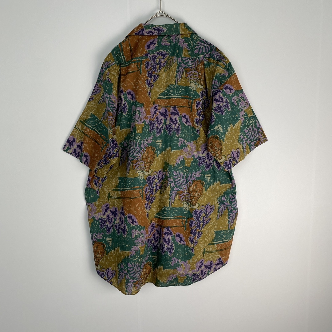 LANVIN(ランバン)のランバン　半袖シャツ　柄シャツ　オープンカラー　からし色　オレンジ　緑　紫 メンズのトップス(シャツ)の商品写真