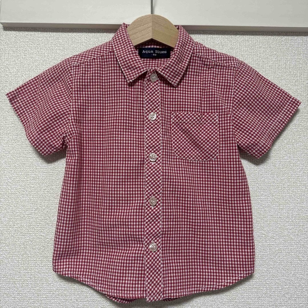 mikihouse(ミキハウス)のギンガムチェックシャツ　サイズ90 キッズ/ベビー/マタニティのキッズ服男の子用(90cm~)(ブラウス)の商品写真