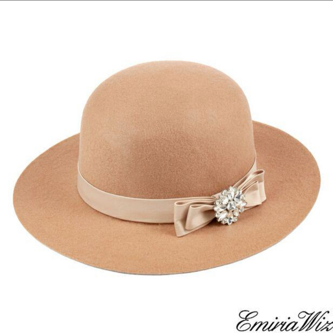 EmiriaWiz(エミリアウィズ)のエミリアウィズ EmiriaWiz ビジューウールハット ベージュ 女優帽 D レディースの帽子(ハット)の商品写真