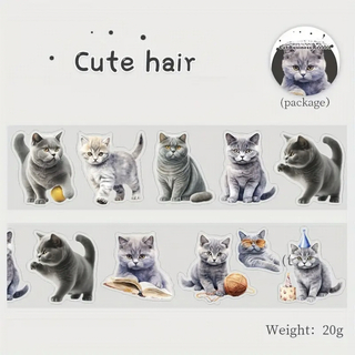コラージュ素材　猫マステ　手帳デコ　海外　レトロ　可愛い　PETシール(しおり/ステッカー)