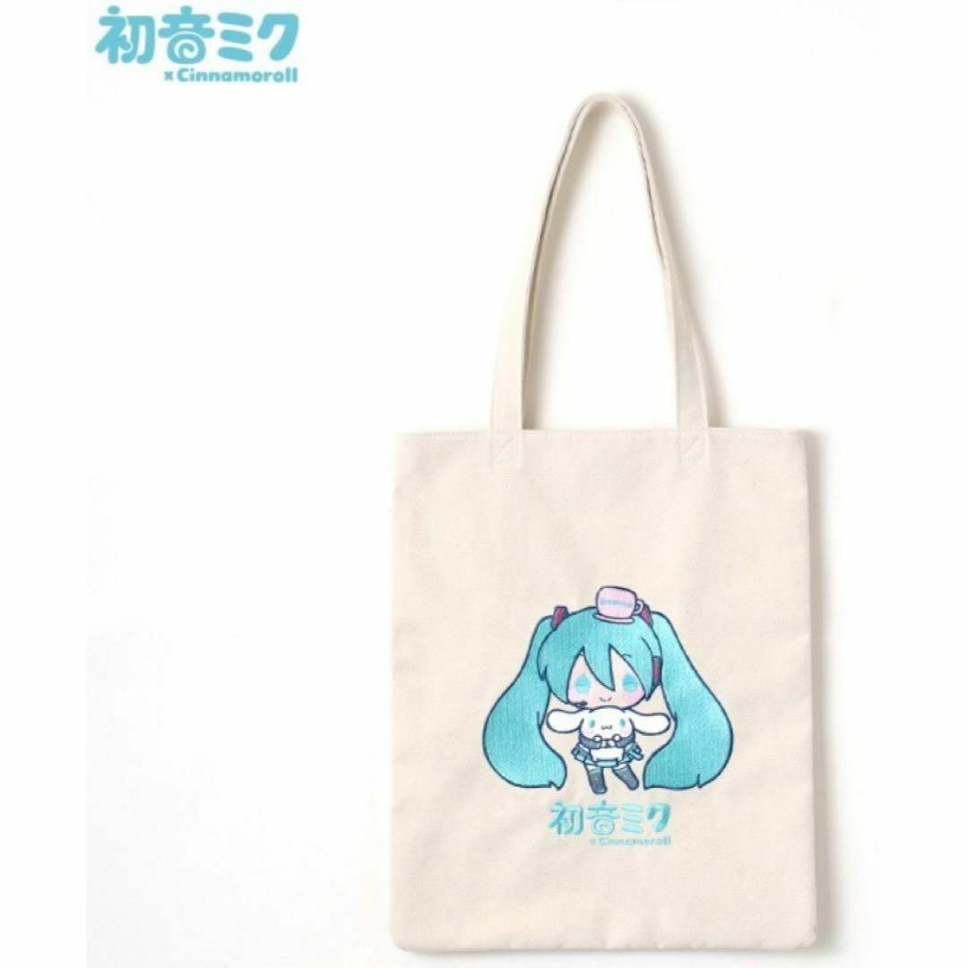 初音ミク x シナモロール　抱っこ　刺繍　トートバッグ、エコバッグ　ショッピング エンタメ/ホビーのタレントグッズ(女性タレント)の商品写真