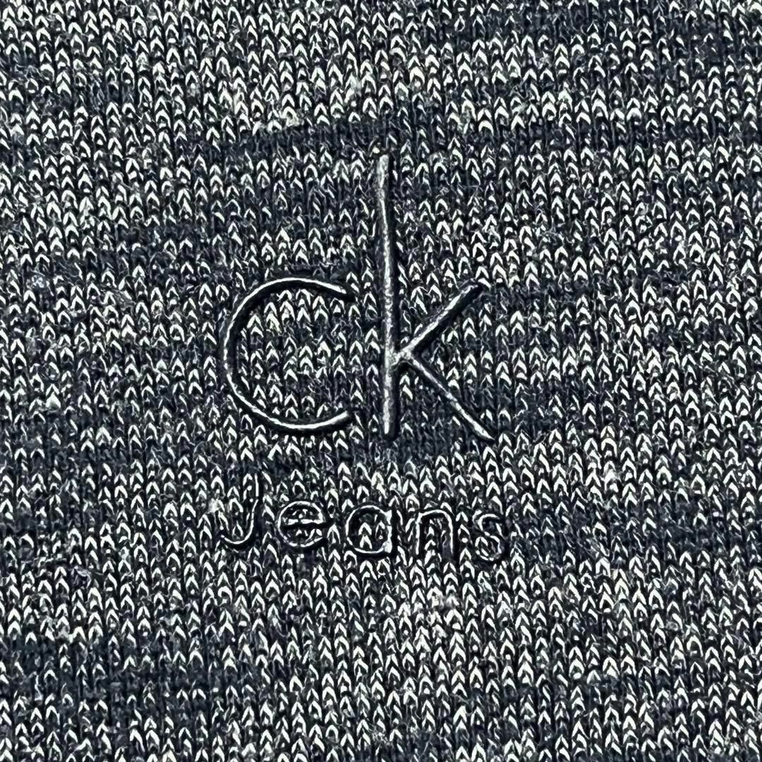 Calvin Klein(カルバンクライン)の美品 カルバンクライン ハーフジップ スウェット ワンポイントロゴ ネイビー L メンズのトップス(スウェット)の商品写真