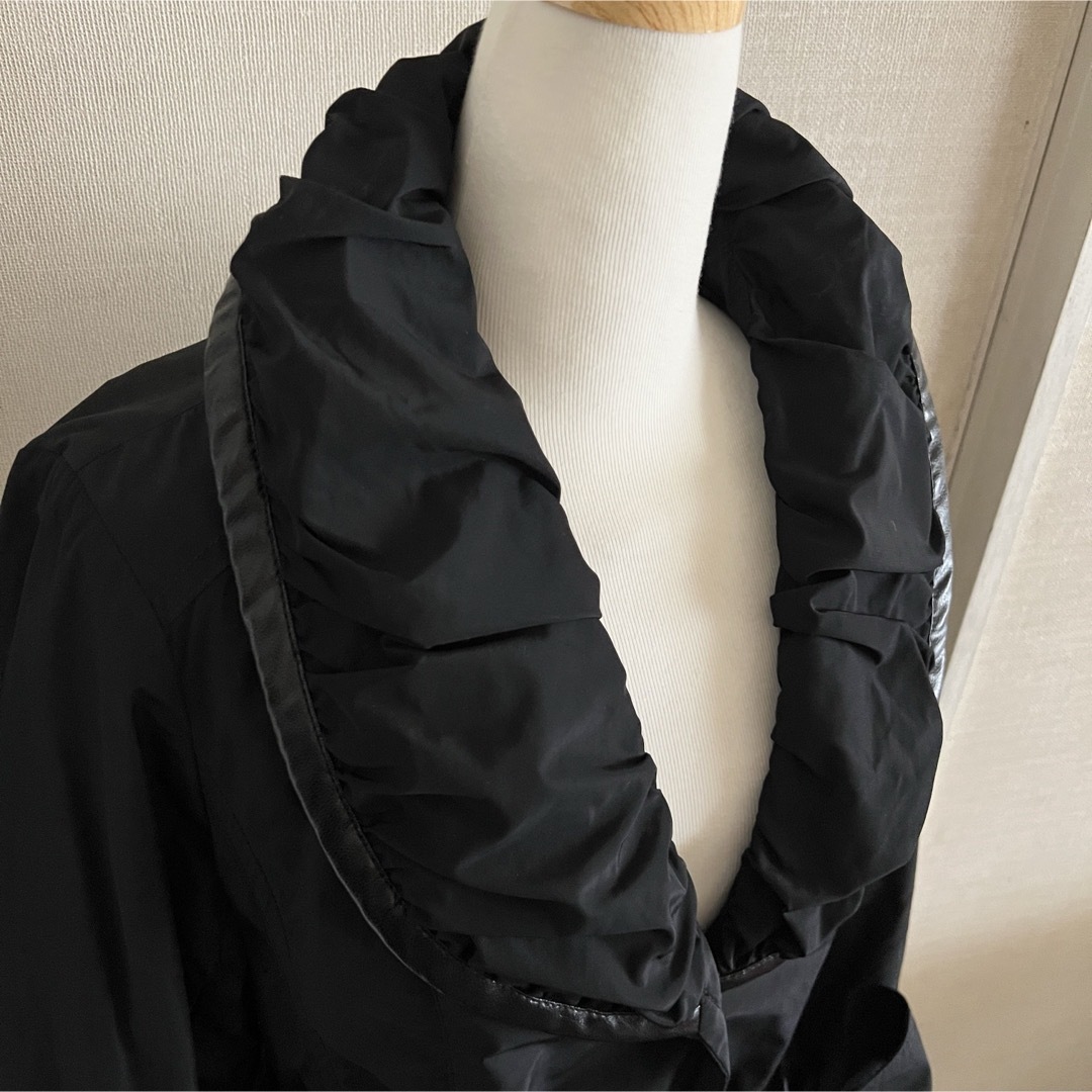 エンリコドマーニ コート カラー ブラック リボン ポリエステル レディースのジャケット/アウター(モッズコート)の商品写真