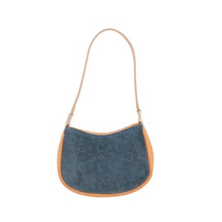 セリーヌ(celine)のセリーヌ Cマカダム ハンドバッグ レザー ネイビー レディース CELINE  中古(ハンドバッグ)