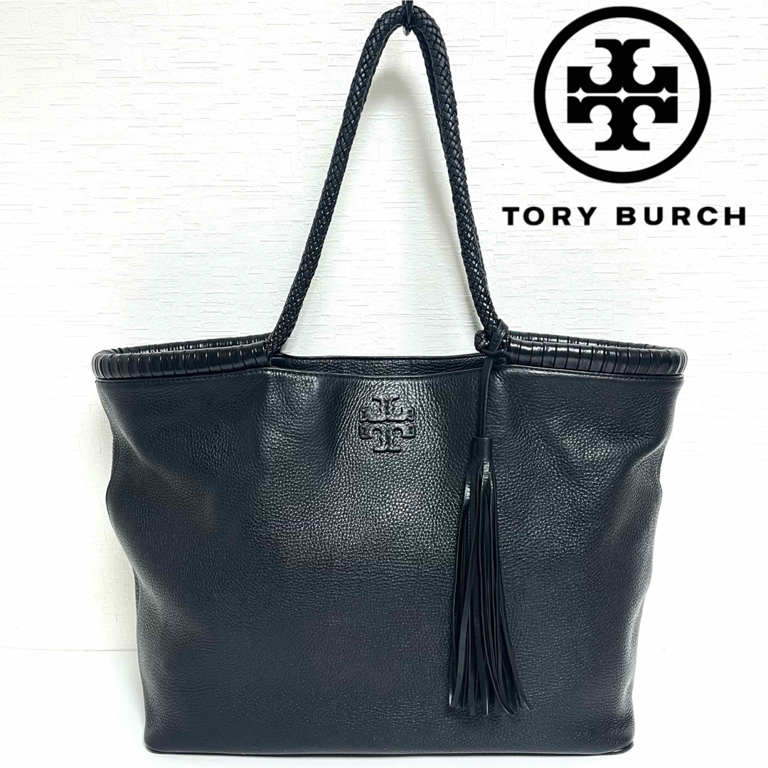 Tory Burch(トリーバーチ)のTORY BURCH TAYLOR LEATHER TOTE BAG BLACK レディースのバッグ(トートバッグ)の商品写真