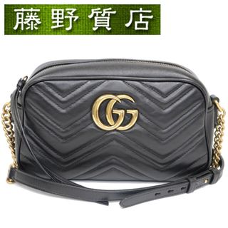 グッチ(Gucci)のグッチ GUCCI GGマーモント キルティング スモール ショルダー バッグ 斜め掛け ブラック 447632 ゴールド金具 8126(ショルダーバッグ)