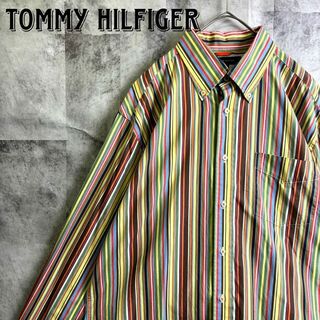 TOMMY HILFIGER - 美品 トミーヒルフィガー マルチカラーストライプ ボタンダウンシャツ XL相当