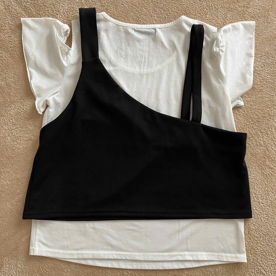 【即日発送】 ビスチェ Tシャツ セット オープンショルダー レディースのトップス(Tシャツ(半袖/袖なし))の商品写真