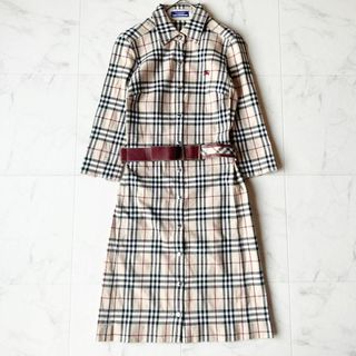 バーバリーブルーレーベル(BURBERRY BLUE LABEL)のBURBERRY　ノバチェック柄シャツワンピース　38(ひざ丈ワンピース)