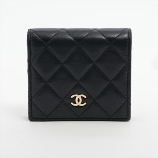 シャネル(CHANEL)のシャネル  ラムスキン  ブラック レディース コンパクトウォレット(財布)