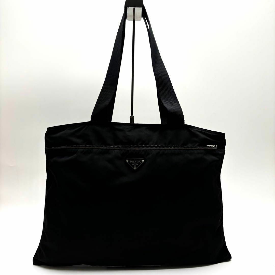 PRADA(プラダ)の✨大容量✨プラダ トートバッグ 三角プレート 肩掛け テスートナイロン ブラック レディースのバッグ(トートバッグ)の商品写真