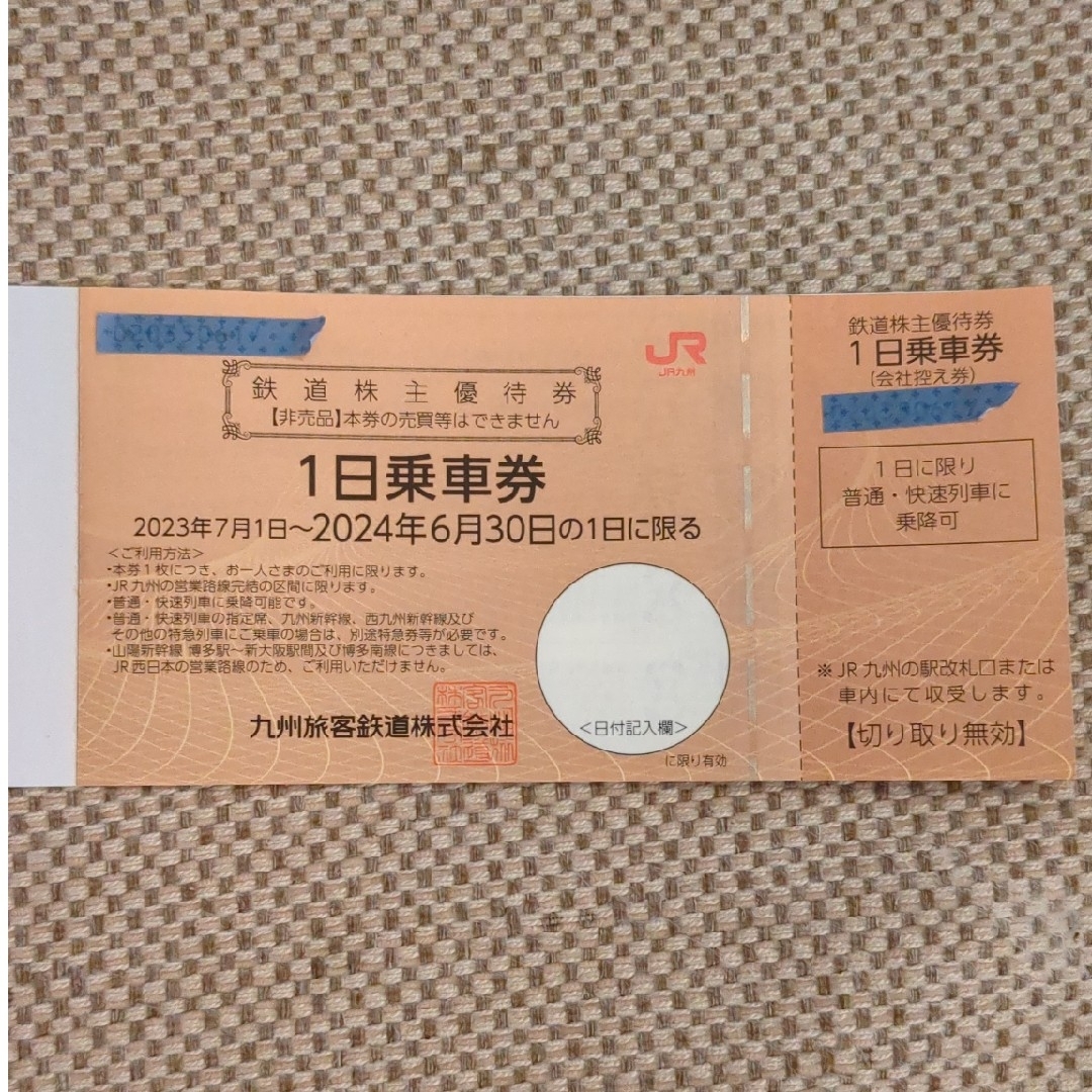 JR九州　株主優待　2枚 チケットの乗車券/交通券(鉄道乗車券)の商品写真