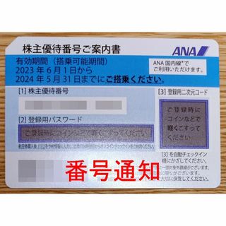 ANA(全日本空輸) - ANA（全日空）株主優待番号ご案内書（株主優待券）1枚 番号通知