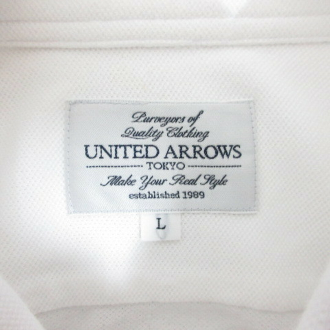 UNITED ARROWS(ユナイテッドアローズ)のユナイテッドアローズ 半袖 ボタンダウン ポロシャツ カットソー L ホワイト メンズのトップス(ポロシャツ)の商品写真