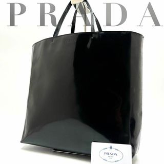 プラダ(PRADA)の✨美品✨プラダ トートバッグ ロゴ型押し パテントレザー フォーマル ブラック(トートバッグ)