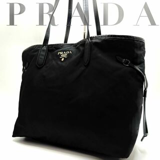 プラダ(PRADA)の✨美品✨プラダ トートバッグ 肩掛け テスートナイロン 巾着 ブラック A4(トートバッグ)