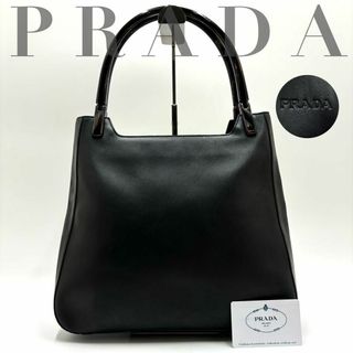 プラダ(PRADA)の✨希少✨プラダ ワンショルダー ハンドバッグ レザー ロゴ型押し ブラック(ハンドバッグ)