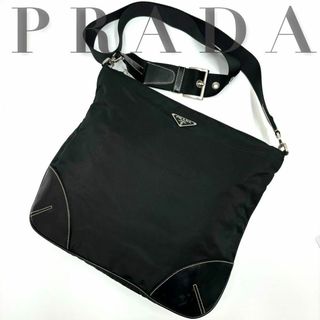 プラダ(PRADA)の✨美品✨プラダ ショルダーバッグ ナイロン レザー 三角プレート サコッシュ 黒(ショルダーバッグ)