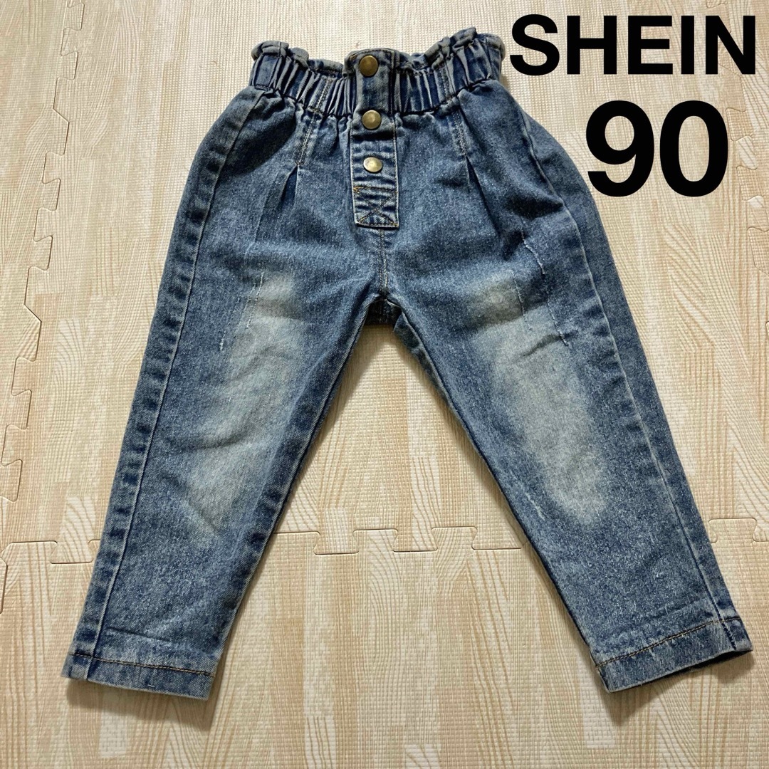 SHEIN(シーイン)のSHEIN♥︎ハイウェストデニム♥︎90 キッズ/ベビー/マタニティのキッズ服女の子用(90cm~)(パンツ/スパッツ)の商品写真