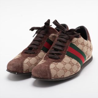 グッチ(Gucci)のグッチ GGキャンバス キャンバス×レザー 37 1/2 ブラウン レディ(スニーカー)