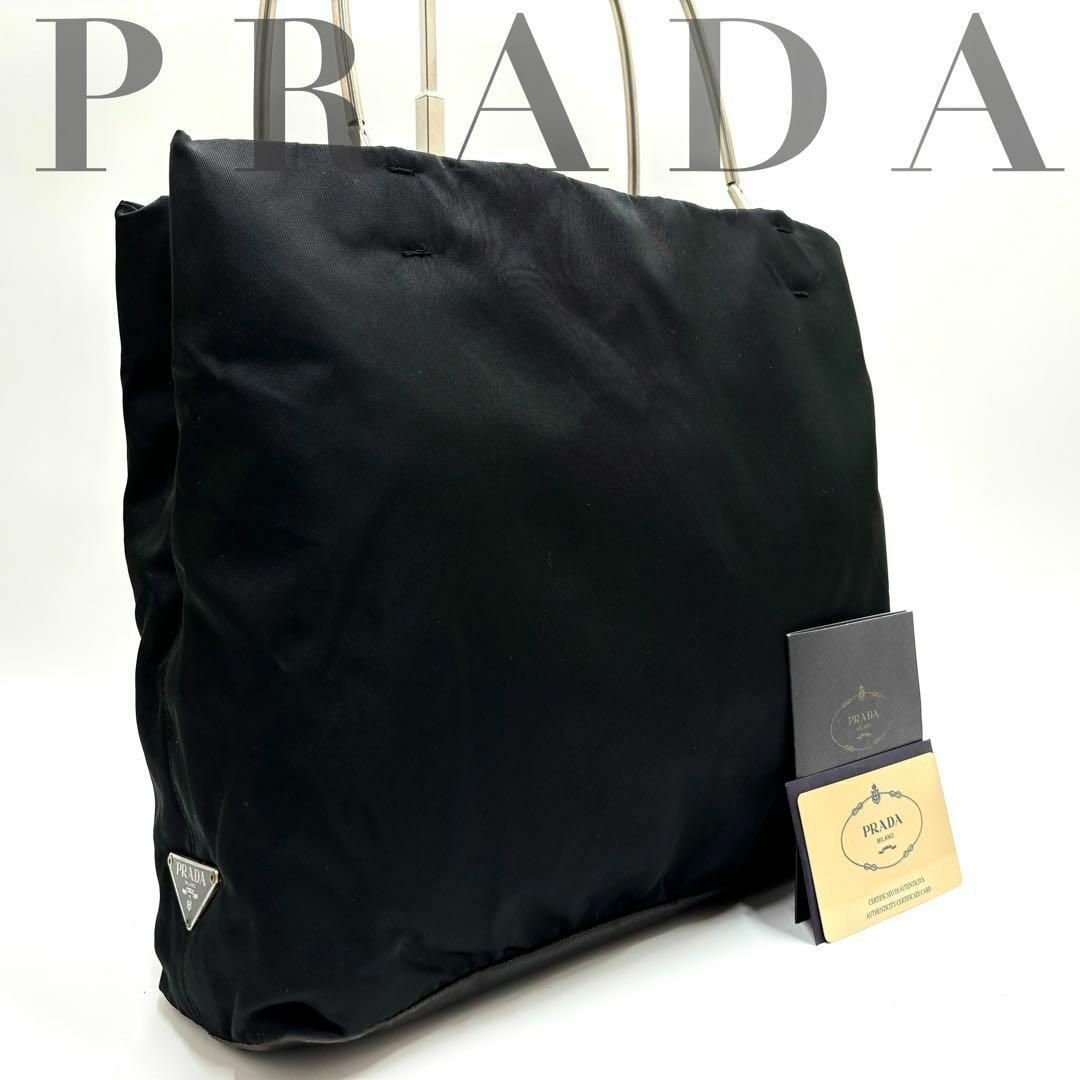 PRADA(プラダ)の✨ギャラ付き✨プラダ トートバッグ 三角プレート 肩掛け ナイロン ブラック レディースのバッグ(トートバッグ)の商品写真