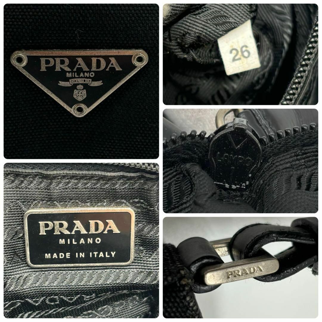 PRADA(プラダ)の✨美品 ギャラ付き✨プラダ ワンショルダー ハーフムーン 三角ロゴ  ブラック レディースのバッグ(トートバッグ)の商品写真