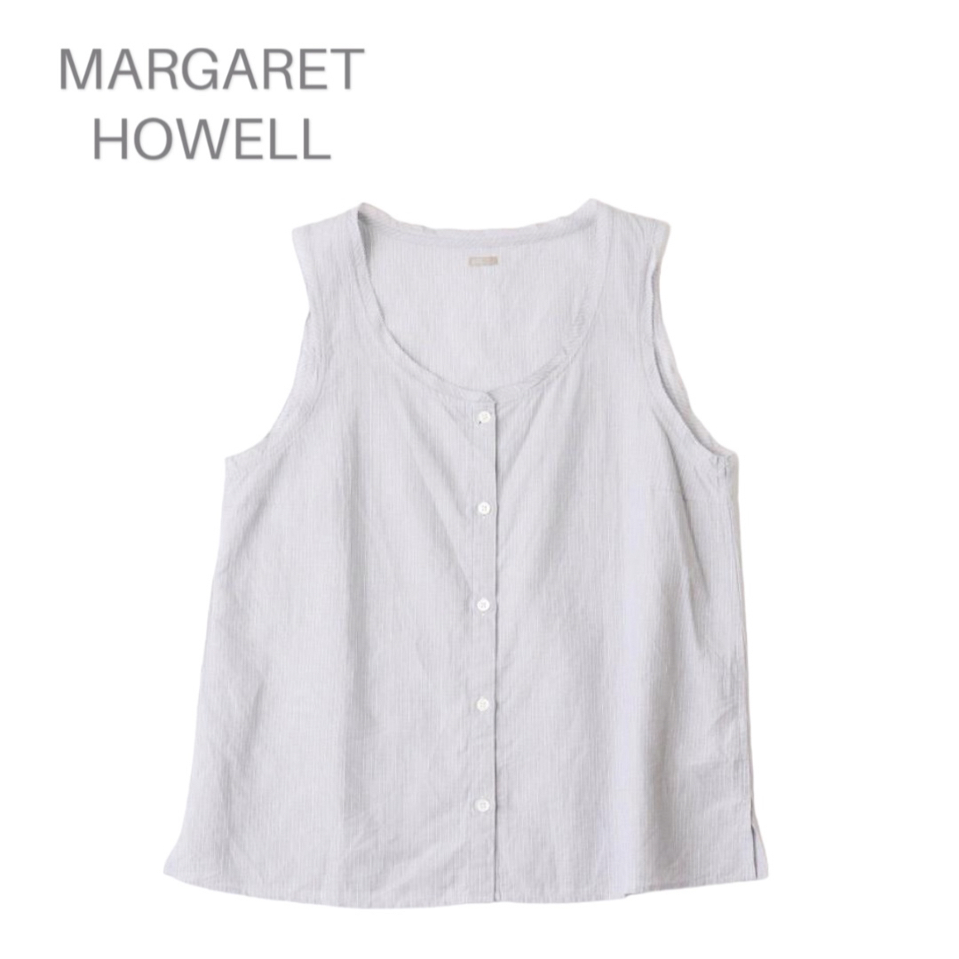MARGARET HOWELL(マーガレットハウエル)のMARGARET HOWELL コットンリネン スリーブレス ブラウス レディースのトップス(シャツ/ブラウス(半袖/袖なし))の商品写真