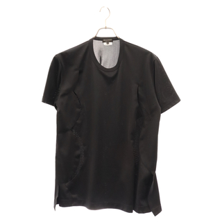 COMME des GARCONS HOMME PLUS コムデギャルソンオムプリュス 22SS ウェーブカットデザイン クルーネック 半袖Tシャツ カットソー ブラック PI-T007