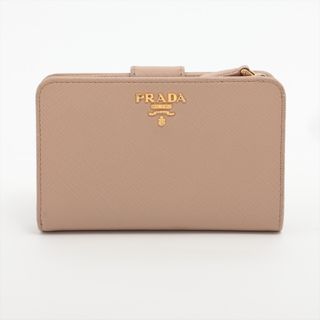 プラダ(PRADA)のプラダ  レザー  ベージュ レディース コンパクトウォレット(財布)