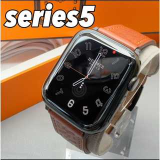 1625 Apple Watch エルメス　series5 ブラック　ステンレス