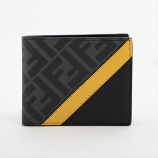 フェンディ(FENDI)のフェンディ  PVC×レザー  ブラック メンズ コンパクトウォレット(長財布)