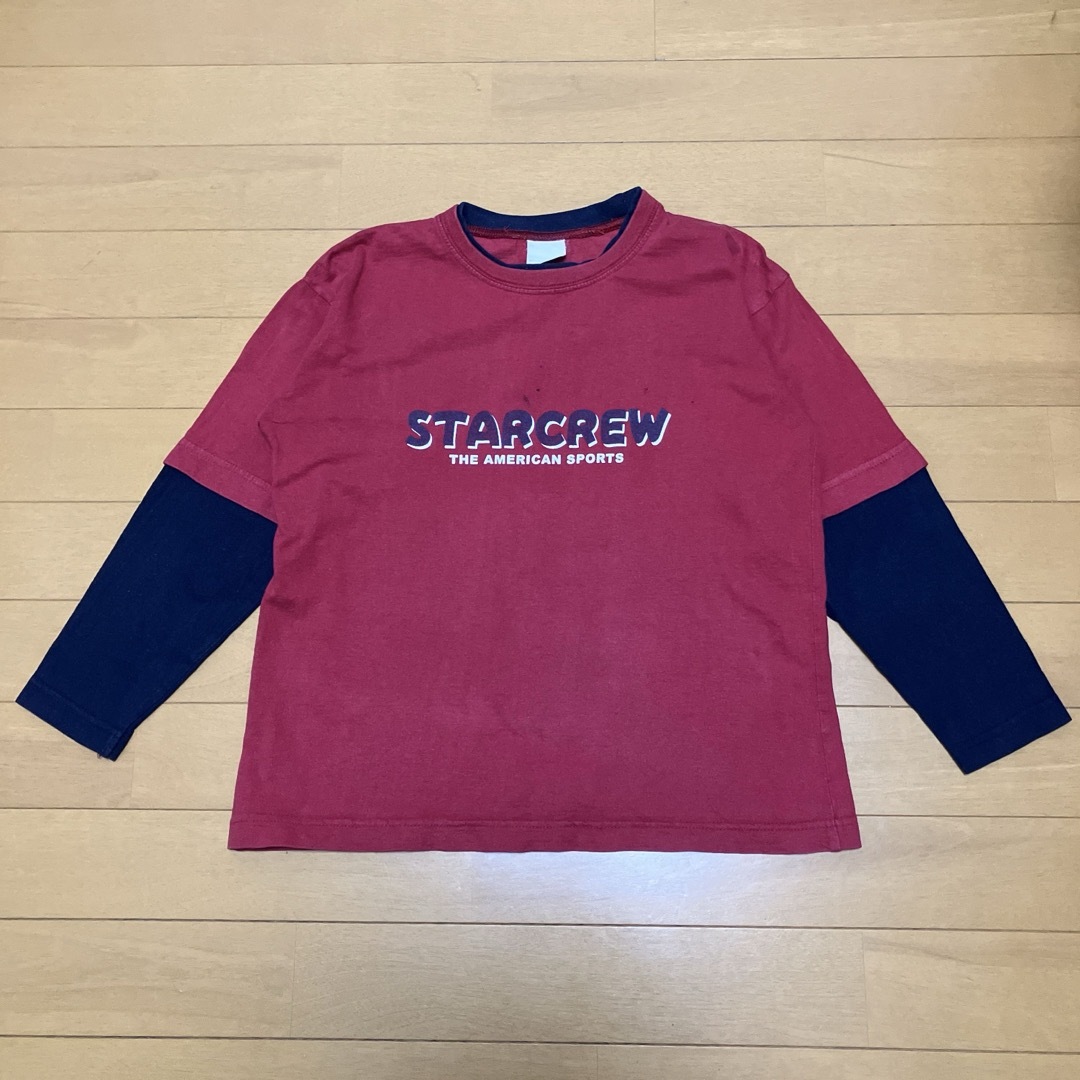 Tシャツ　レッド×ネイビー　STARCREW キッズ/ベビー/マタニティのキッズ服女の子用(90cm~)(Tシャツ/カットソー)の商品写真