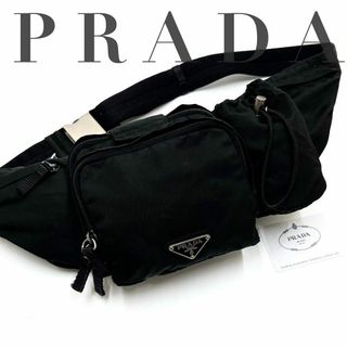 プラダ(PRADA)の美品✨プラダ ウエストポーチ ボディバッグ 三角ロゴ テスート ナイロン 黒(ショルダーバッグ)