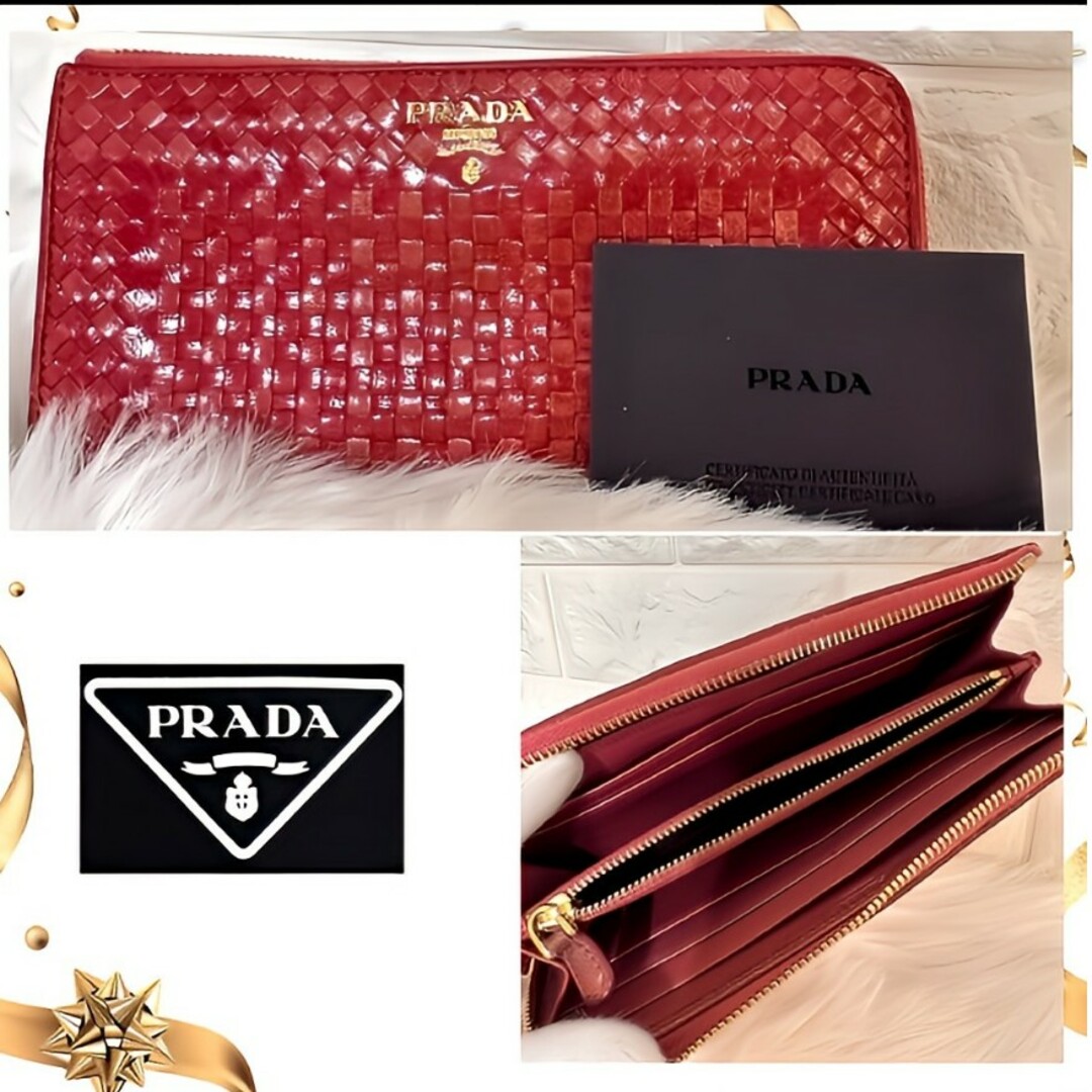 PRADA(プラダ)の希少品 PRADA プラダ 長財布 マドラス レザー ピンク L字ファスナー レディースのファッション小物(財布)の商品写真