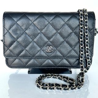 シャネル(CHANEL)の【美品】シャネル　マトラッセ　チェーンウォレット　キャビアスキン　黒　22番台(ショルダーバッグ)